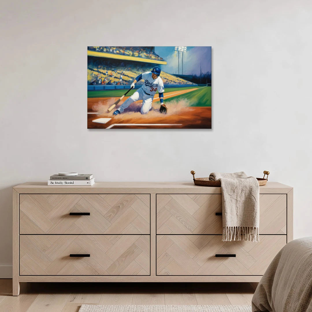 Los Angeles Dodgers Sliding Safe - Canvas Wall Art - Coffee Table - 36x24
