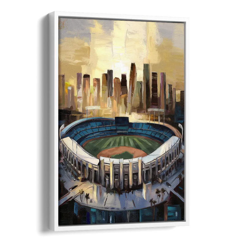 Los Angeles Dodgers Stadium Side - White Canvas Wall Art