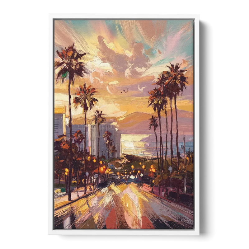 Los Angeles Golden Hour Front - White Canvas Wall Art