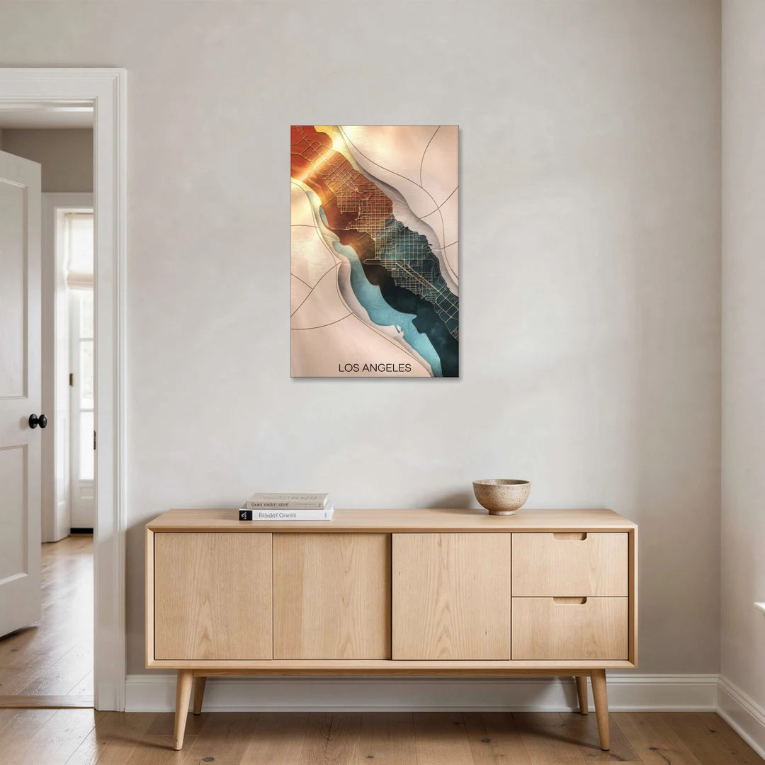 Los Angeles Map Design - Canvas Wall Art - Coffee Table - 24x36