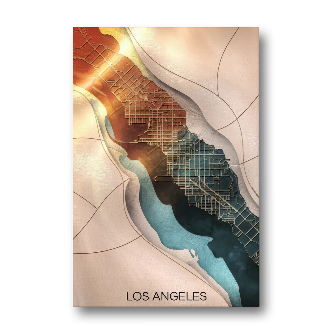 Los Angeles Map Design - Canvas Wall Art - Front