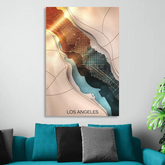 Los Angeles Map Design Living Room - Canvas Wall Art