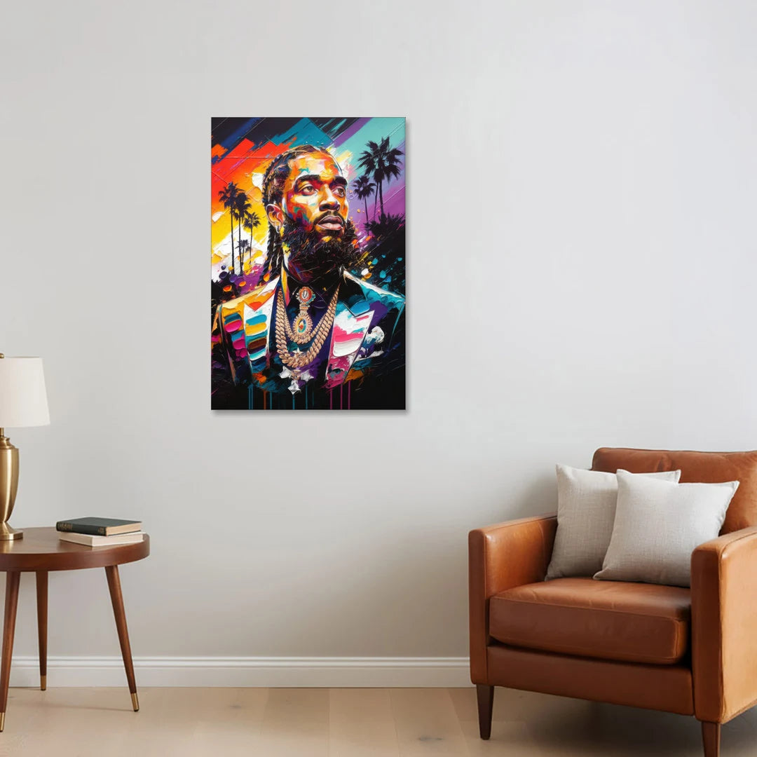 Los Angeles Nipsey Hussle Tribute - Canvas Wall Art - Sofa - 24x36