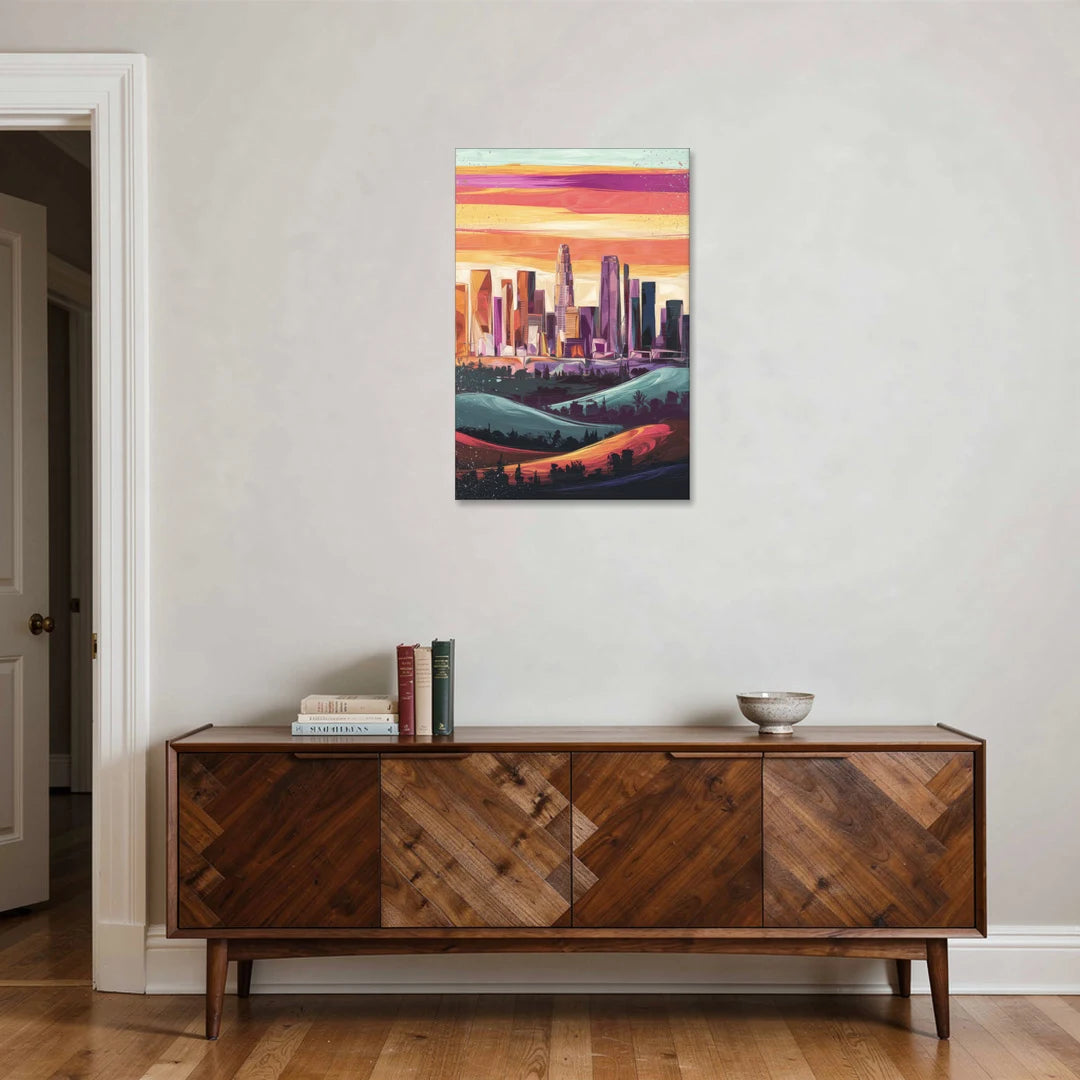 Los Angeles Skyline at Sunset - Canvas Wall Art - Coffee Table - 24x36