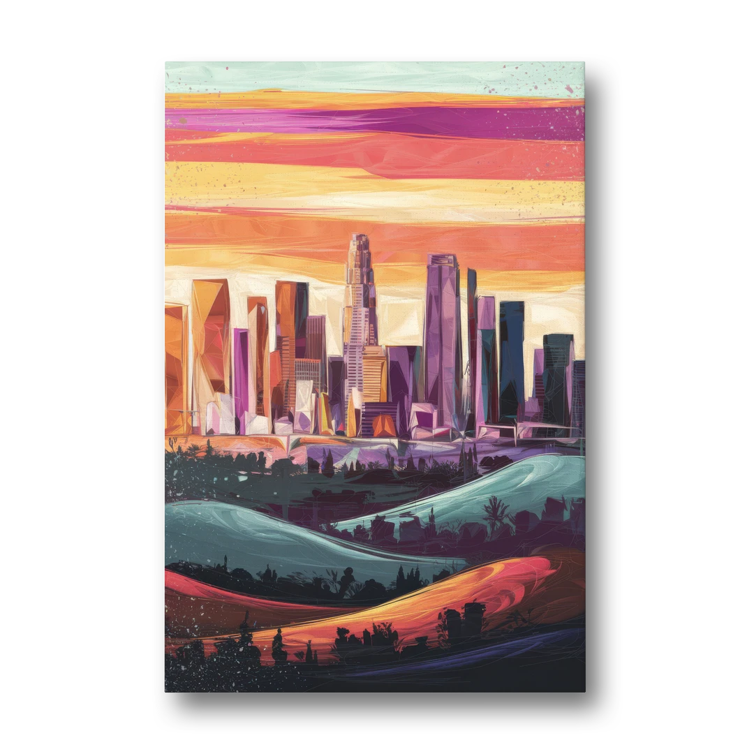 Los Angeles Skyline at Sunset - Canvas Wall Art - Front