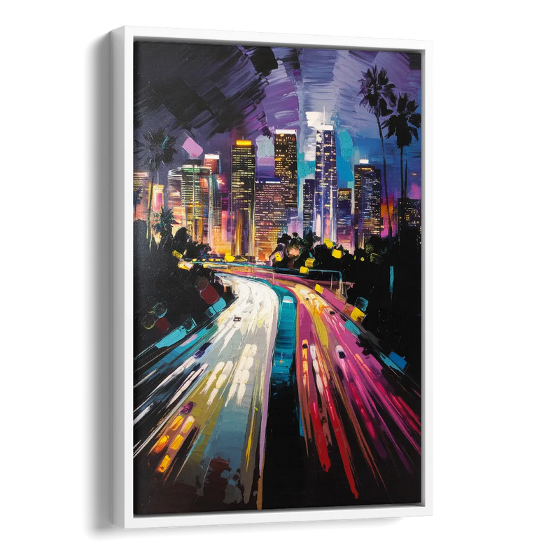 Los Angeles Urban Cityscape Side - White Canvas Wall Art