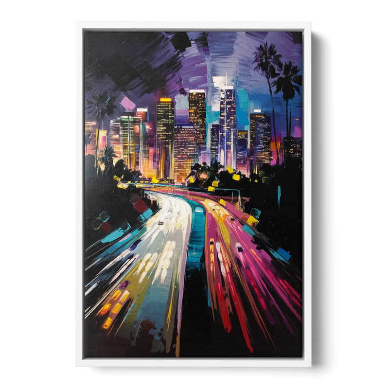 Los Angeles Urban Cityscape Front - White Canvas Wall Art