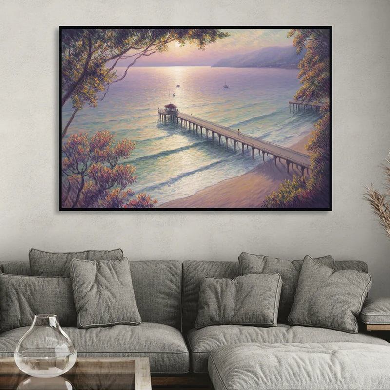 Los Muertos Pier Living Room - Black Canvas Wall Art