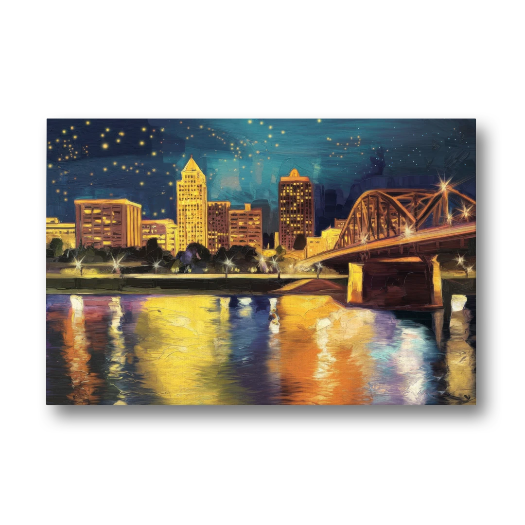Louisville Cityscape Glow - Canvas Wall Art - Front