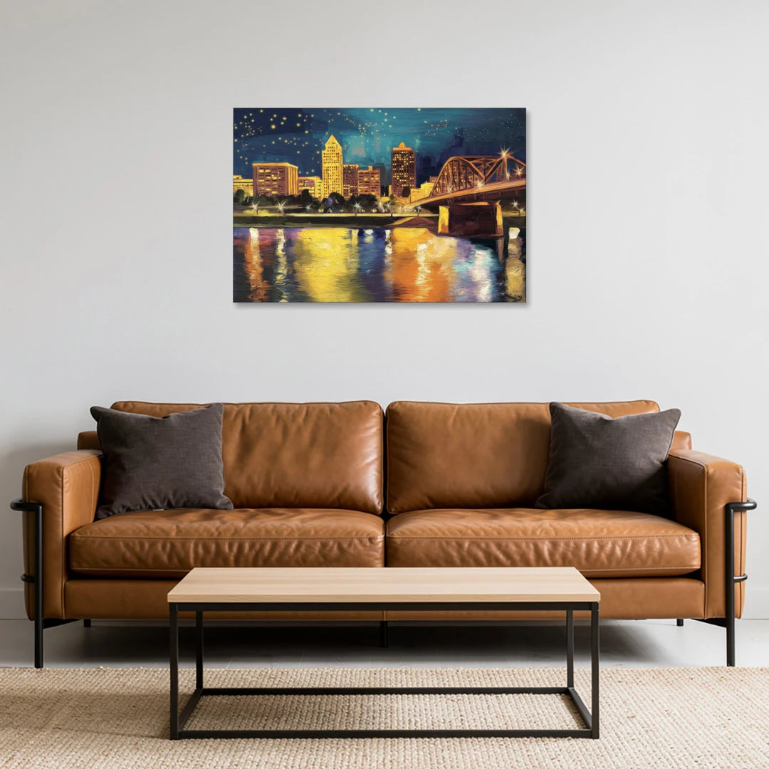 Louisville Cityscape Glow - Canvas Wall Art - Sofa - 36x24
