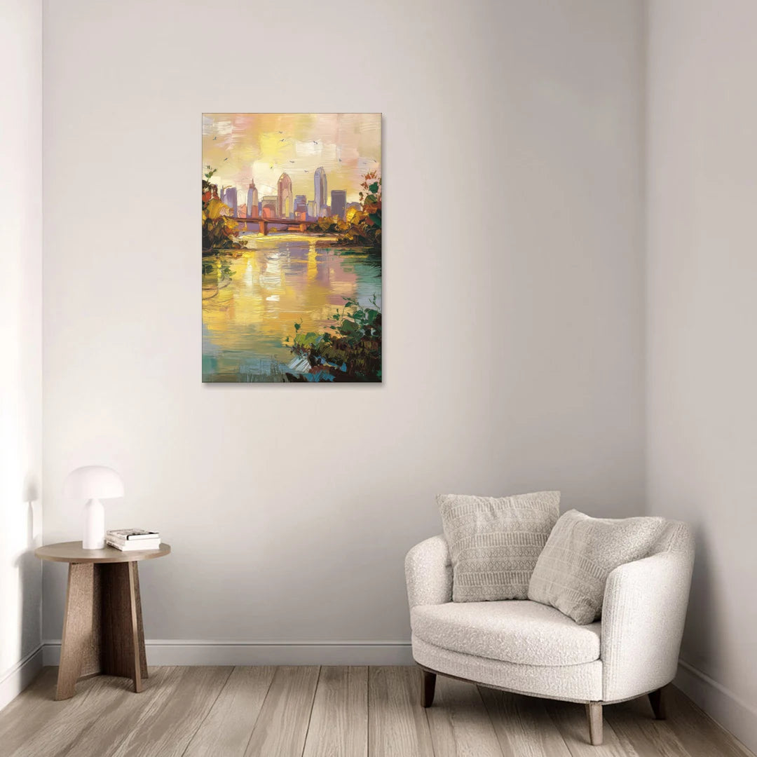 Louisville Ohio River View - Canvas Wall Art - Sofa - 24x36