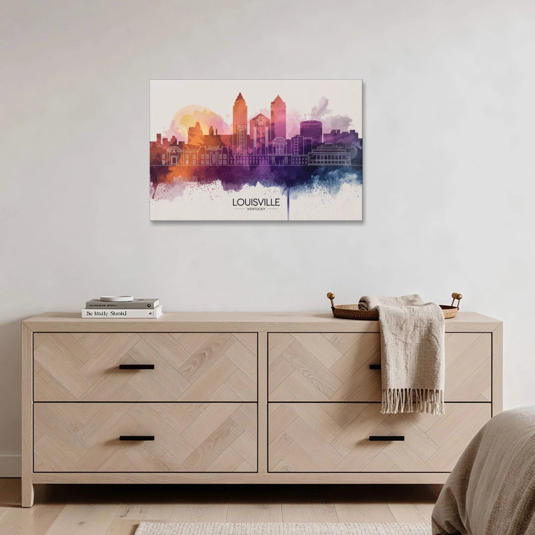 Louisville Sunset Over Skyline - Canvas Wall Art - Coffee Table - 36x24