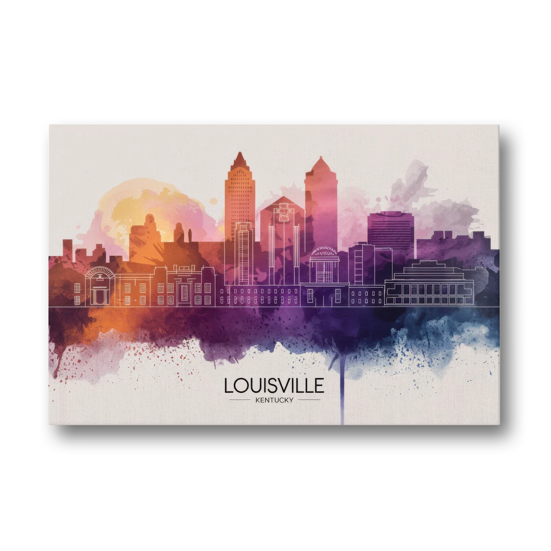 Louisville Sunset Over Skyline - Canvas Wall Art - Front