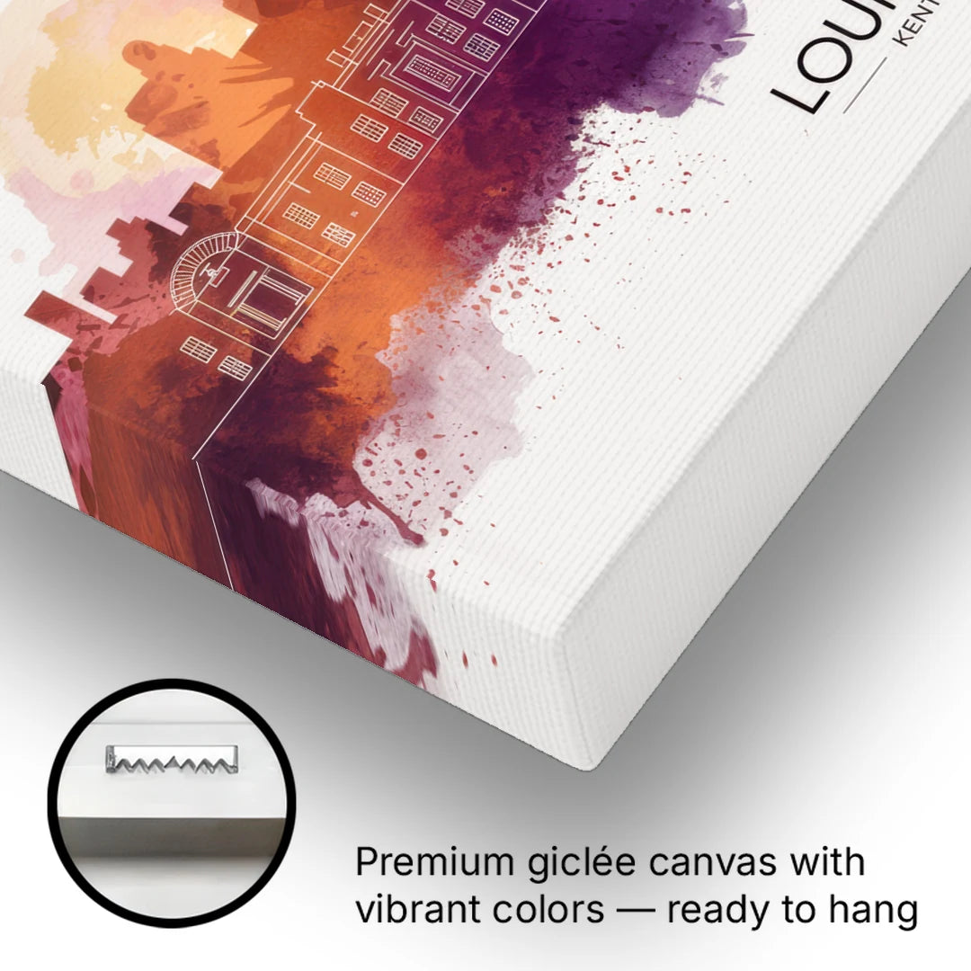 Louisville Sunset Over Skyline - Canvas Wall Art - Gallery Wrap Corner