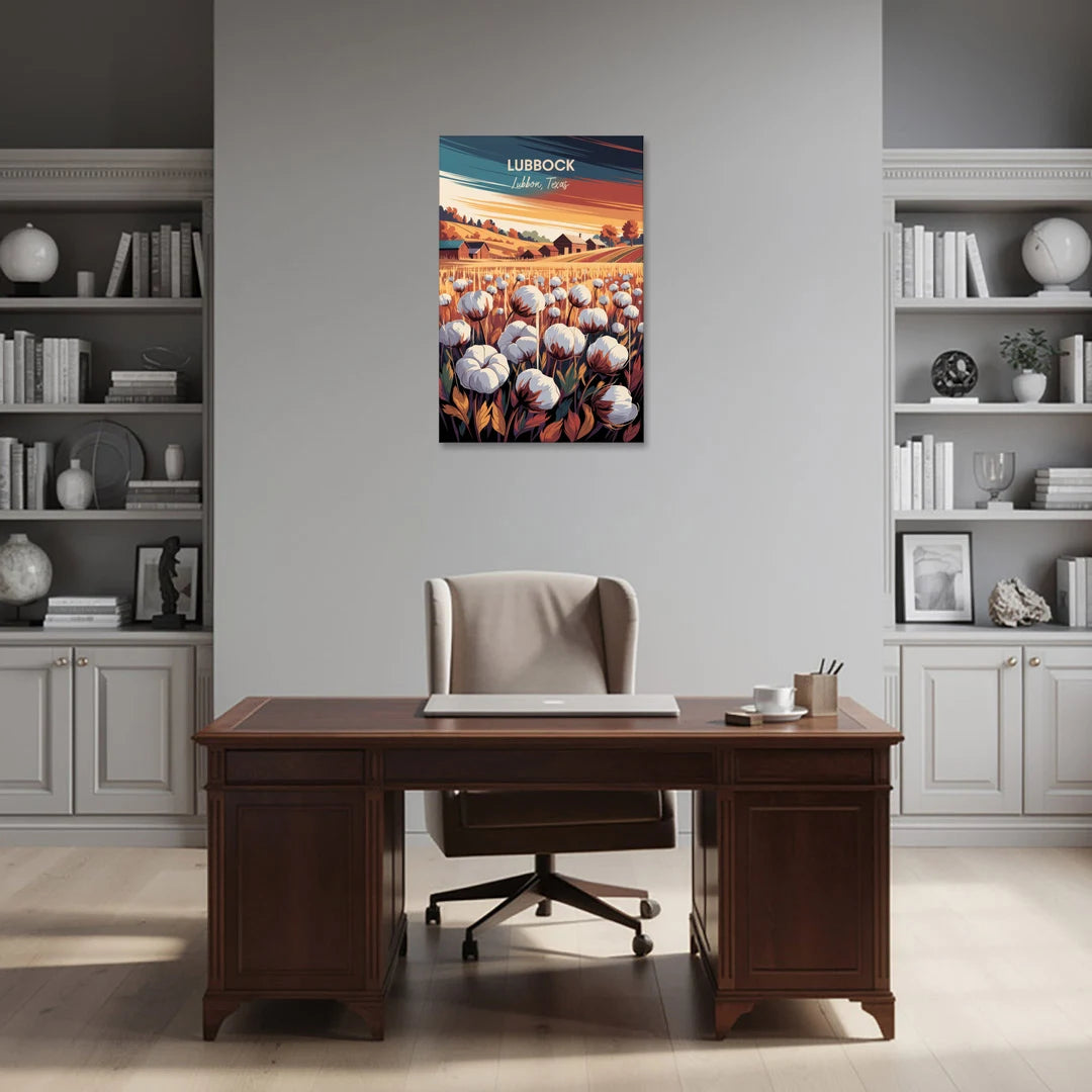 Lubbock Cotton Fields - Canvas Wall Art - Office - 24x36