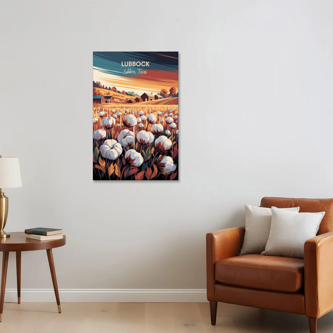 Lubbock Cotton Fields - Canvas Wall Art - Sofa - 24x36