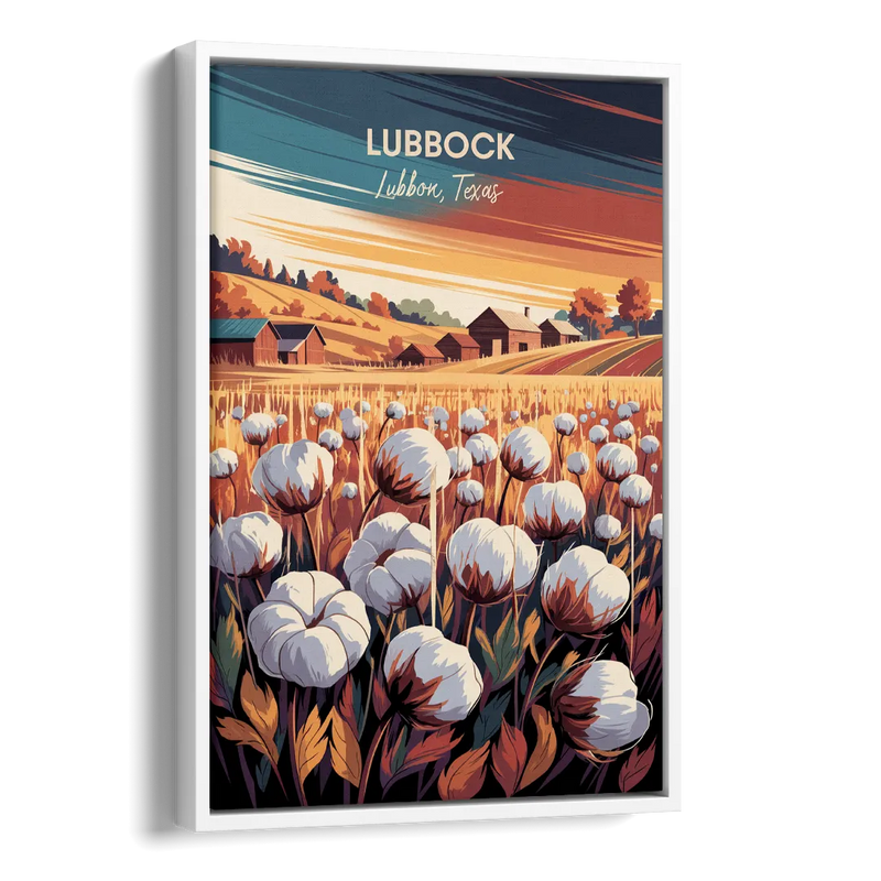 Lubbock Cotton Fields Side - White Canvas Wall Art