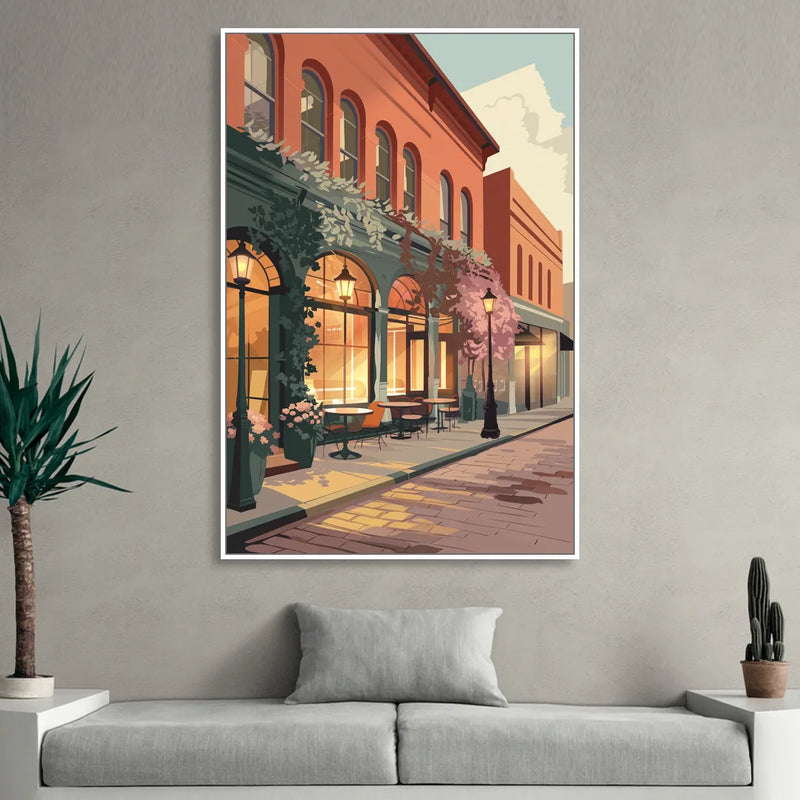 Lubbock Downtown Charm Sitting Room - White Canvas Wall Art