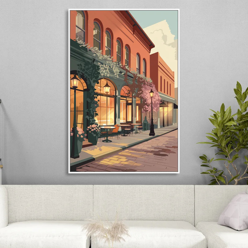 Lubbock Downtown Charm Living Room - White Canvas Wall Art