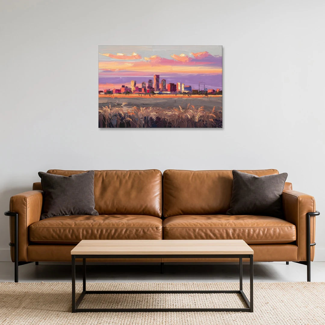 Lubbock Skyline Sunset - Canvas Wall Art - Sofa - 36x24