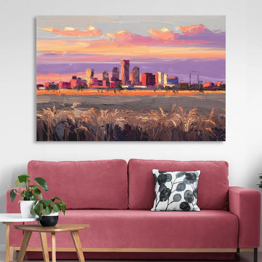Lubbock Skyline Sunset Living Room - Canvas Wall Art
