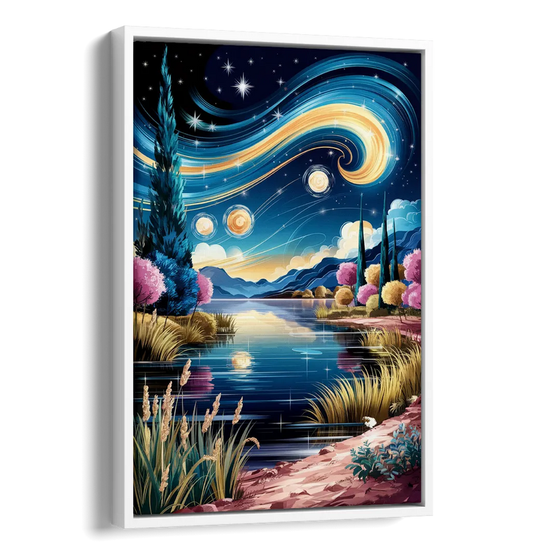 Lubbock Starry Night Sky Side - White Canvas Wall Art