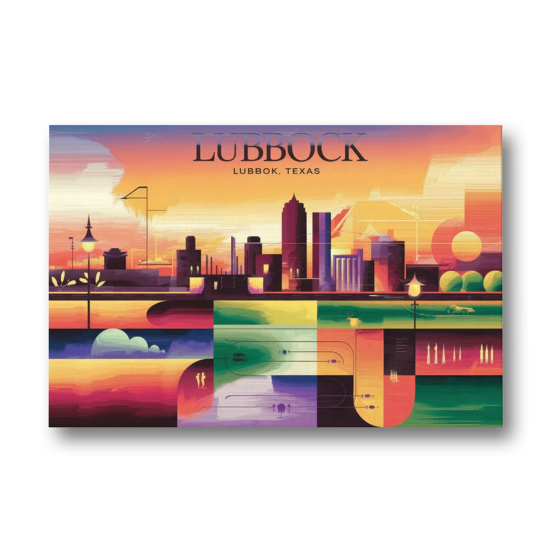 Lubbock Vibrant Cityscape - Canvas Wall Art - Front