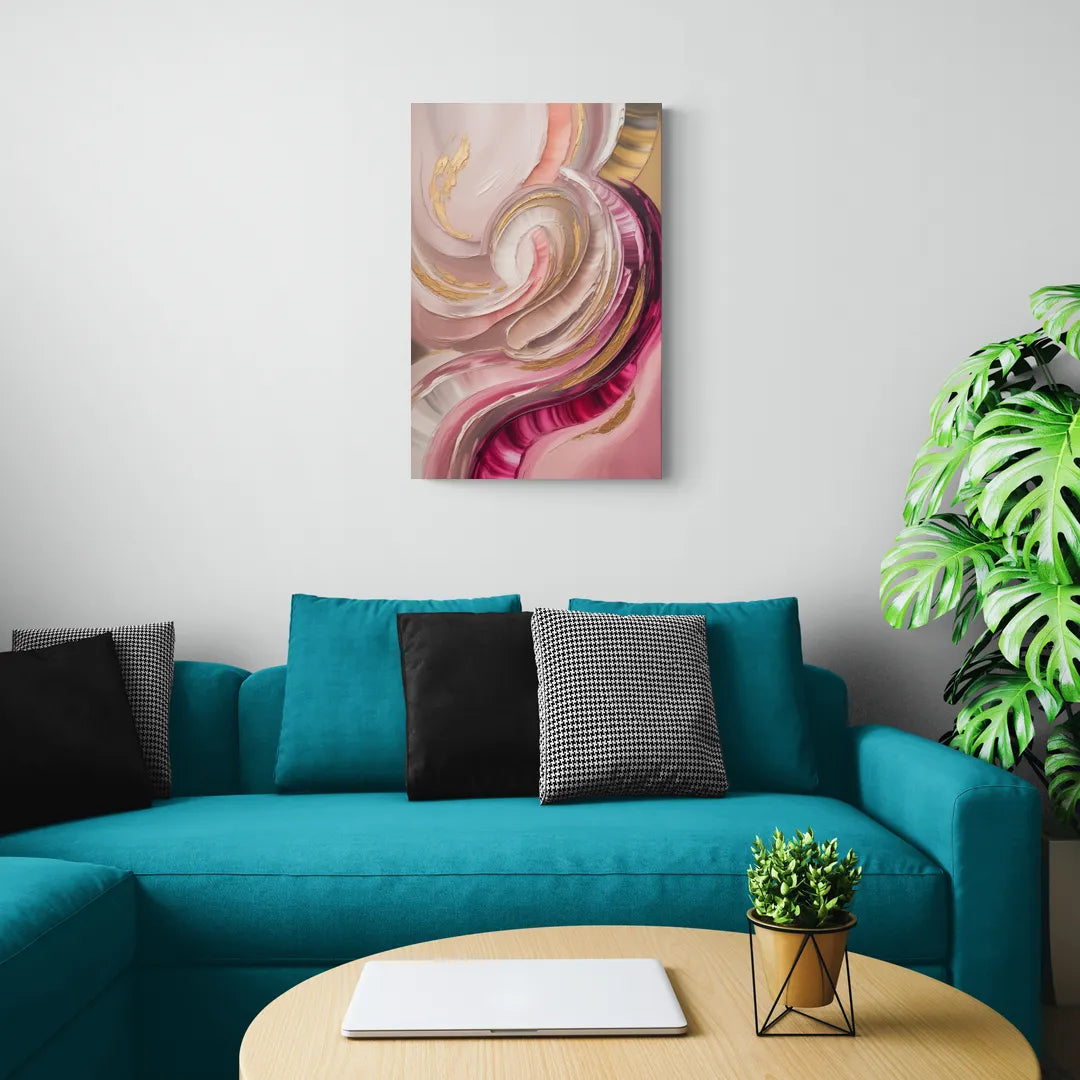 Luminous Swirl Pink Abstract - Canvas Wall Art Living Room