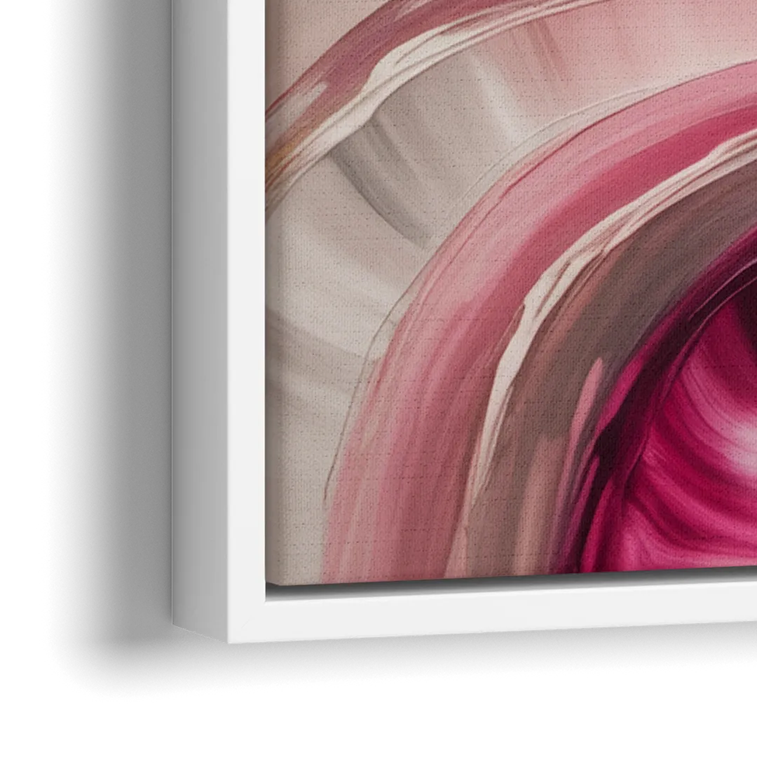 Luminous Swirl Pink Abstract - Close-Up White Frame Canvas