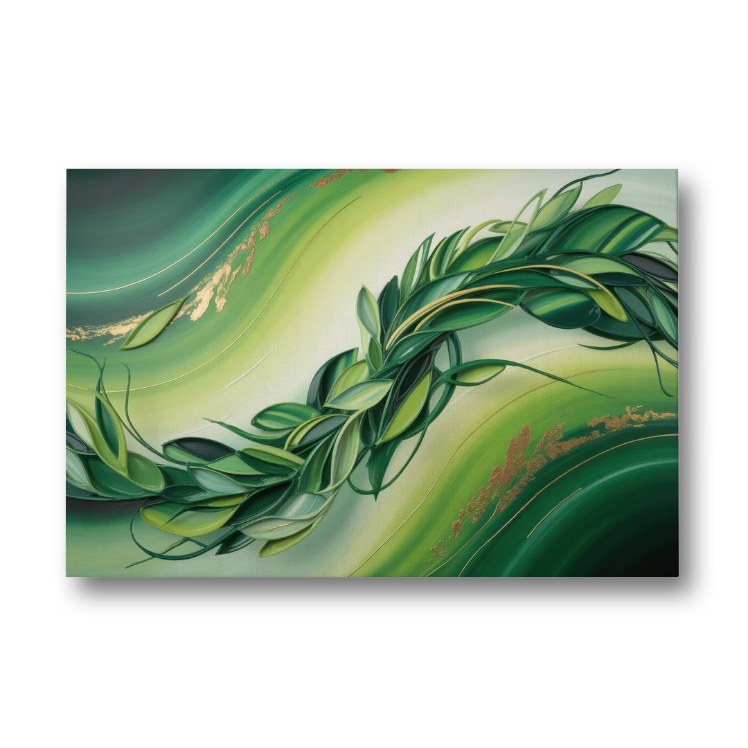 Lush Verdant Essence Green Abstract - Canvas Wall Art - Front