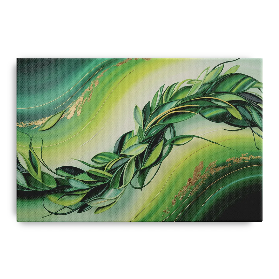 Lush Verdant Essence Green Abstract - Canvas Wall Art