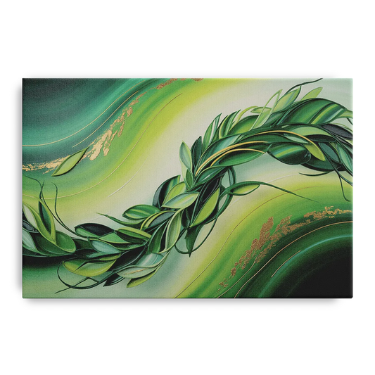 Lush Verdant Essence Green Abstract - Canvas Wall Art