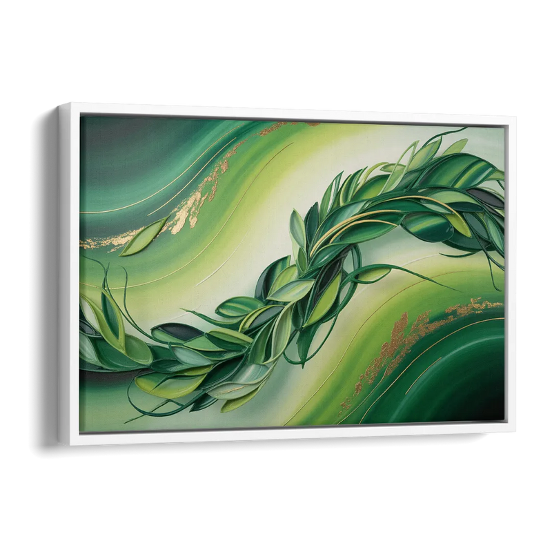 Lush Verdant Essence Green Abstract Side - White Canvas Wall Art