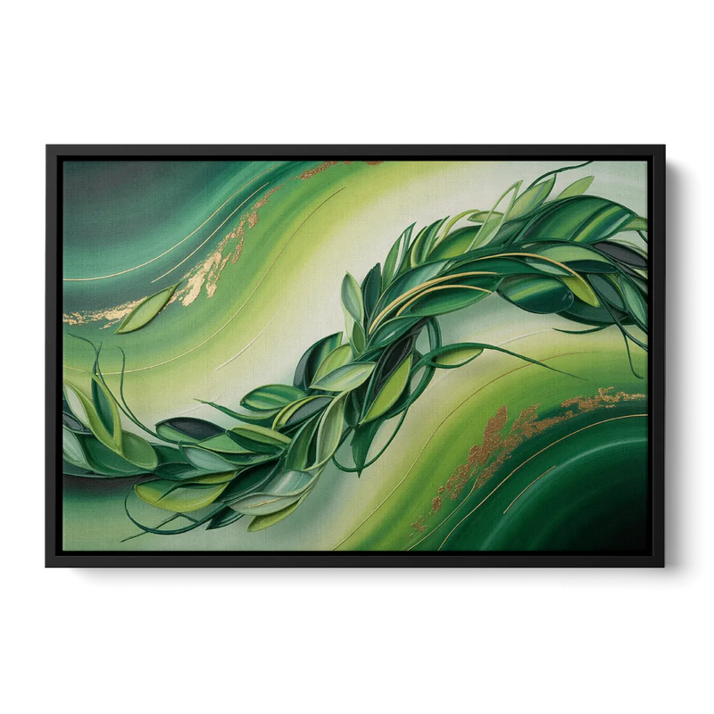 Lush Verdant Essence Green Abstract Front - Black Canvas Wall Art