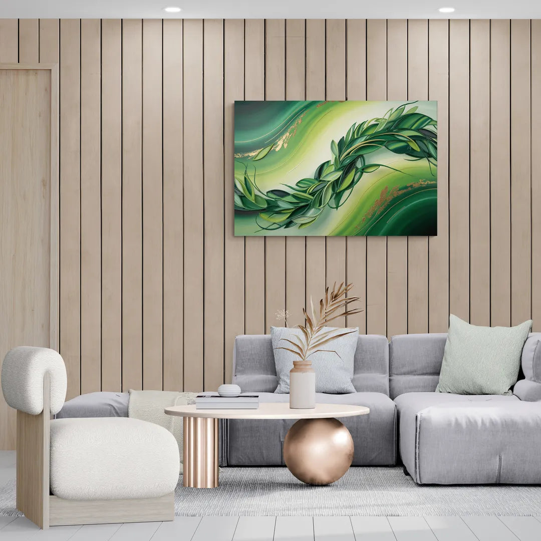 Lush Verdant Essence Green Abstract - Canvas Wall Art Living Room