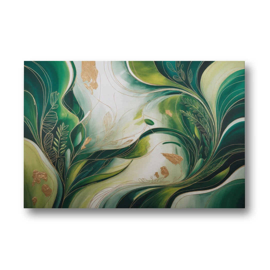 Lush Verdant Harmony Green Abstract - Canvas Wall Art - Front