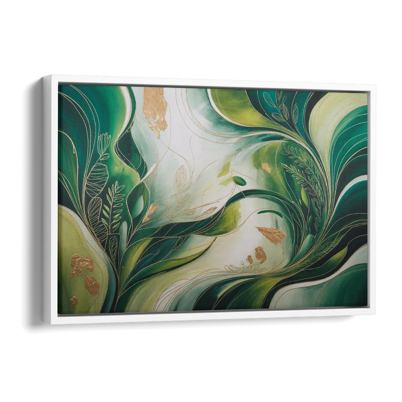 Lush Verdant Harmony Green Abstract Side - White Canvas Wall Art