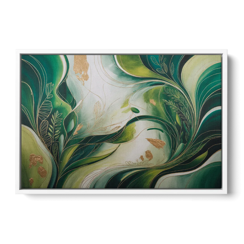 Lush Verdant Harmony Green Abstract Front - White Canvas Wall Art