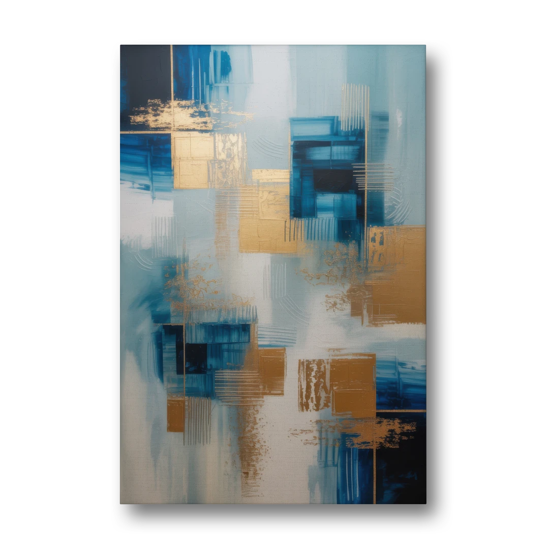 Luxurious Depth Blue and Gold Abstract - Canvas Wall Art - Front