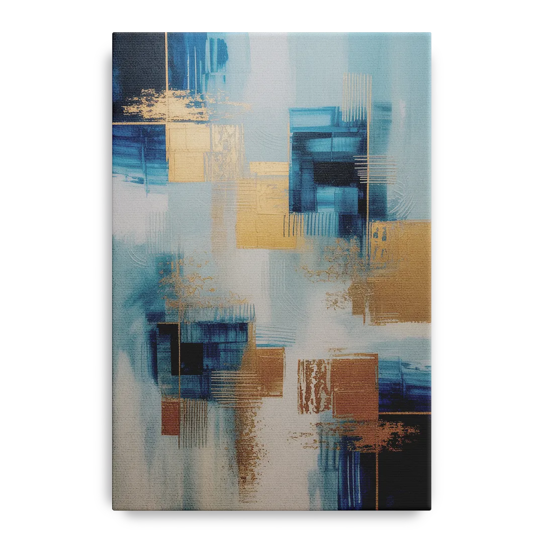 Luxurious Depth Blue and Gold Abstract - Canvas Wall Art