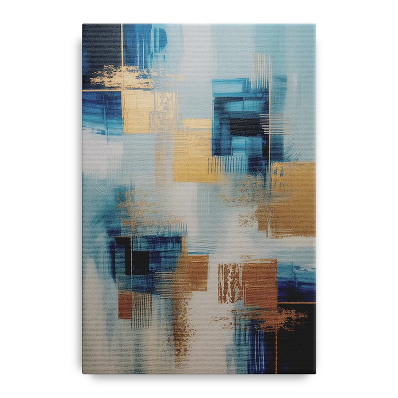 Luxurious Depth Blue and Gold Abstract Front - Canvas Wall Art