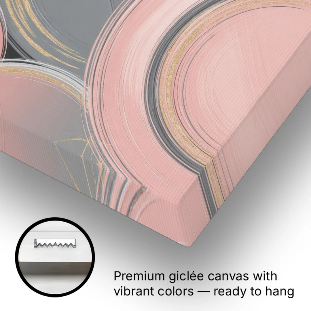 Luxurious Elegance Pink and Grey Abstract - Canvas Wall Art - Gallery Wrap Corner
