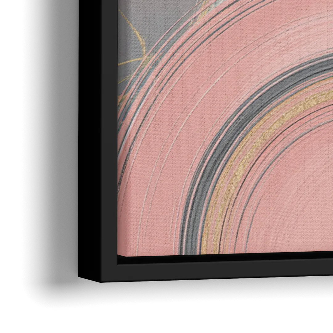 Luxurious Elegance Pink and Grey Abstract - Close-Up Black Frame Canvas
