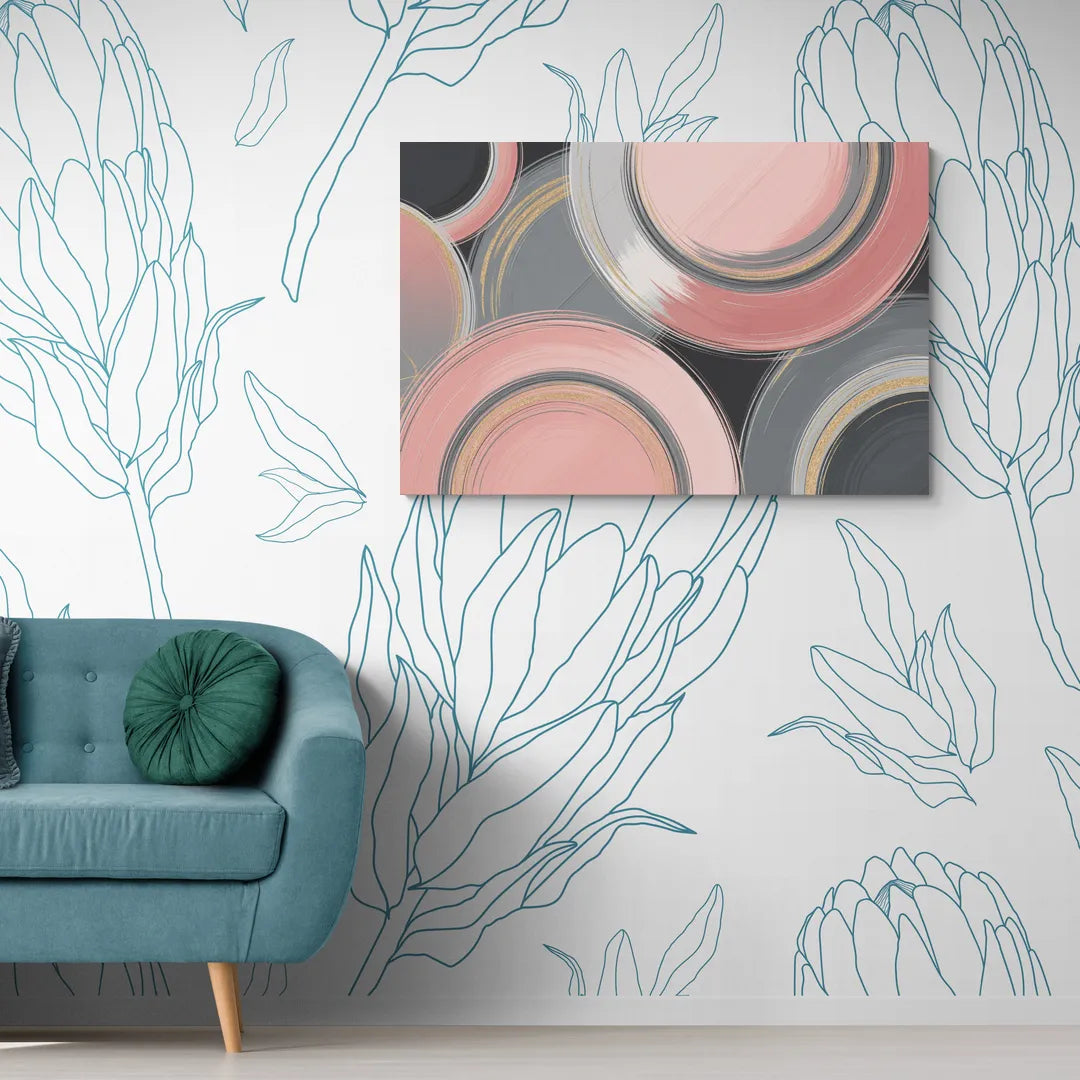 Luxurious Elegance Pink and Grey Abstract - Canvas Wall Art Living Room