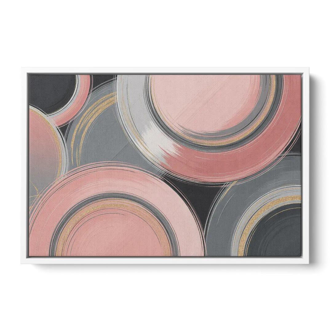 Luxurious Elegance Pink and Grey Abstract - White Frame Canvas