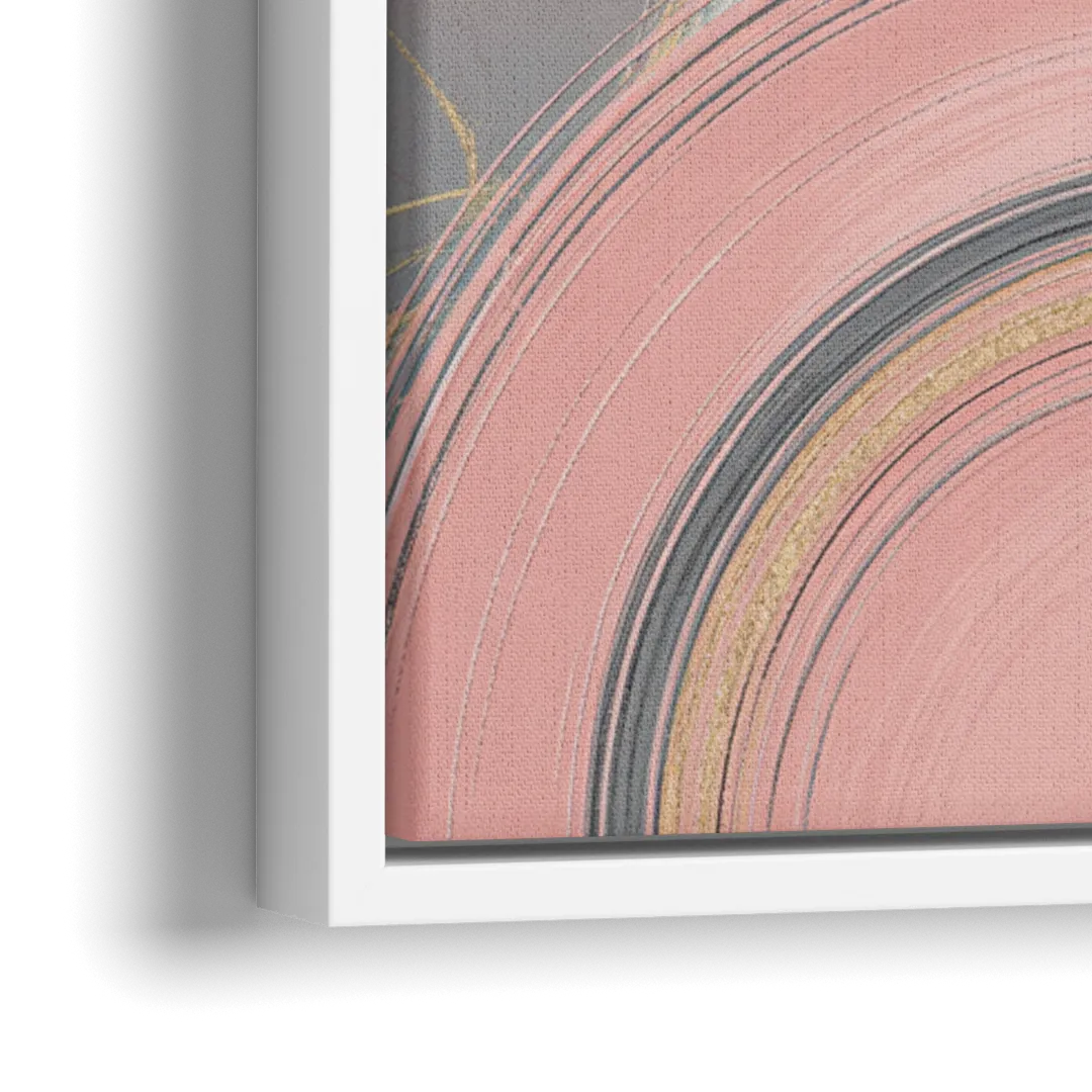 Luxurious Elegance Pink and Grey Abstract - Close-Up White Frame Canvas