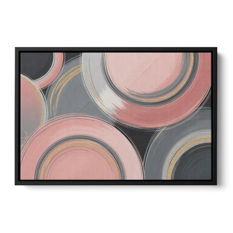 Luxurious Elegance Pink and Grey Abstract Front - Black Canvas Wall Art