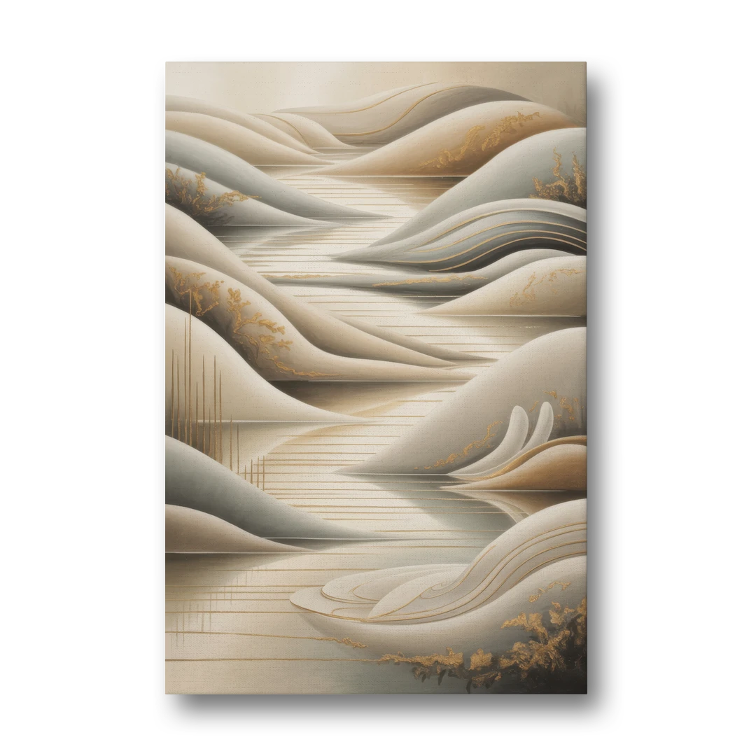 Luxurious Flowing Forms Beige Abstract - Canvas Wall Art - Front