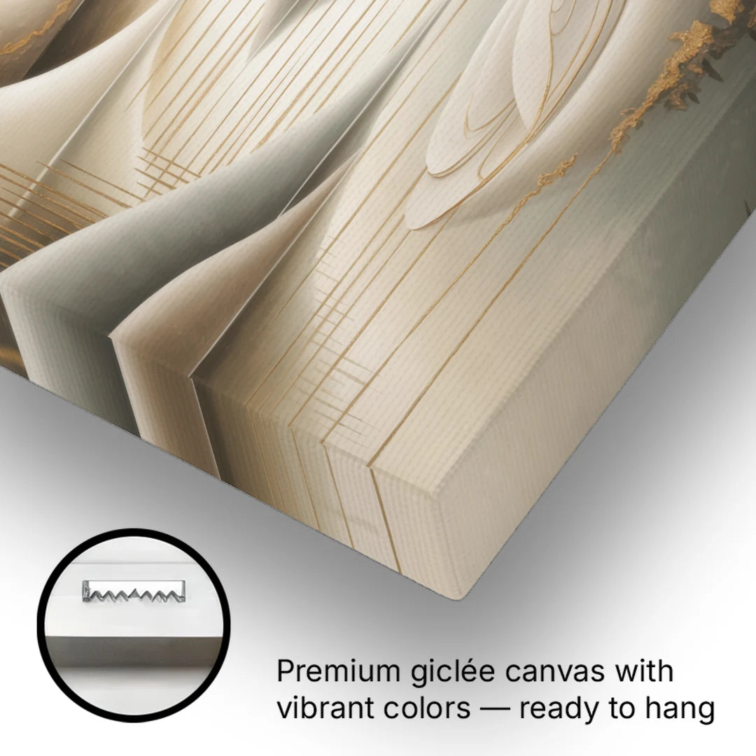Luxurious Flowing Forms Beige Abstract - Canvas Wall Art - Gallery Wrap Corner