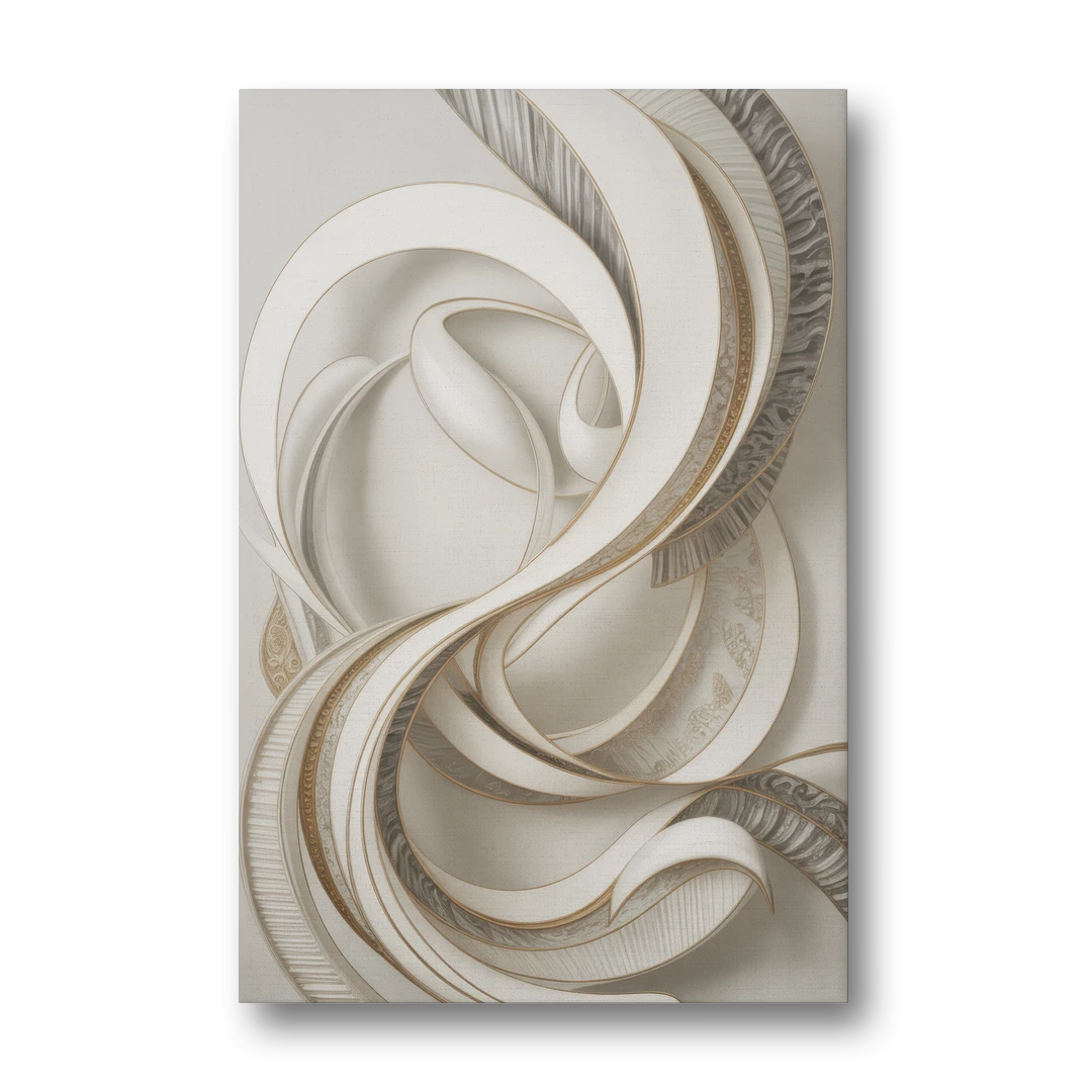 Luxurious Flowing Movement White Abstract - Canvas Wall Art - Front